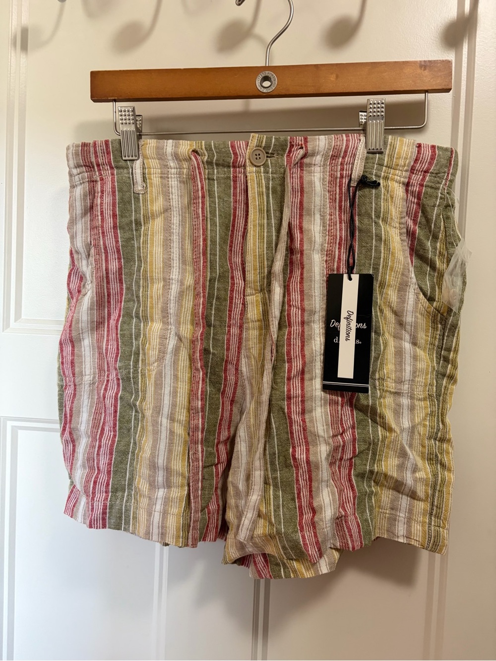 Striped Lightweight Women’s Bermuda Shorts in Red, Green & Yellow